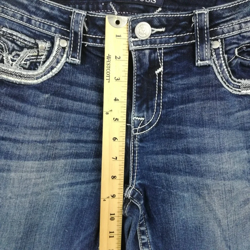 Vigoss Womens Jeans Chelsea Boot Cut Blue Denim Stone Wash Mid Rise 10